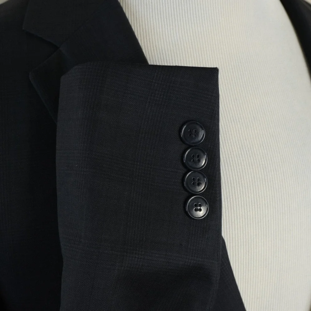 Jos. A. Bank 42R Sport Coat Wool Navy Blue Plaid Two Button Double Vented
